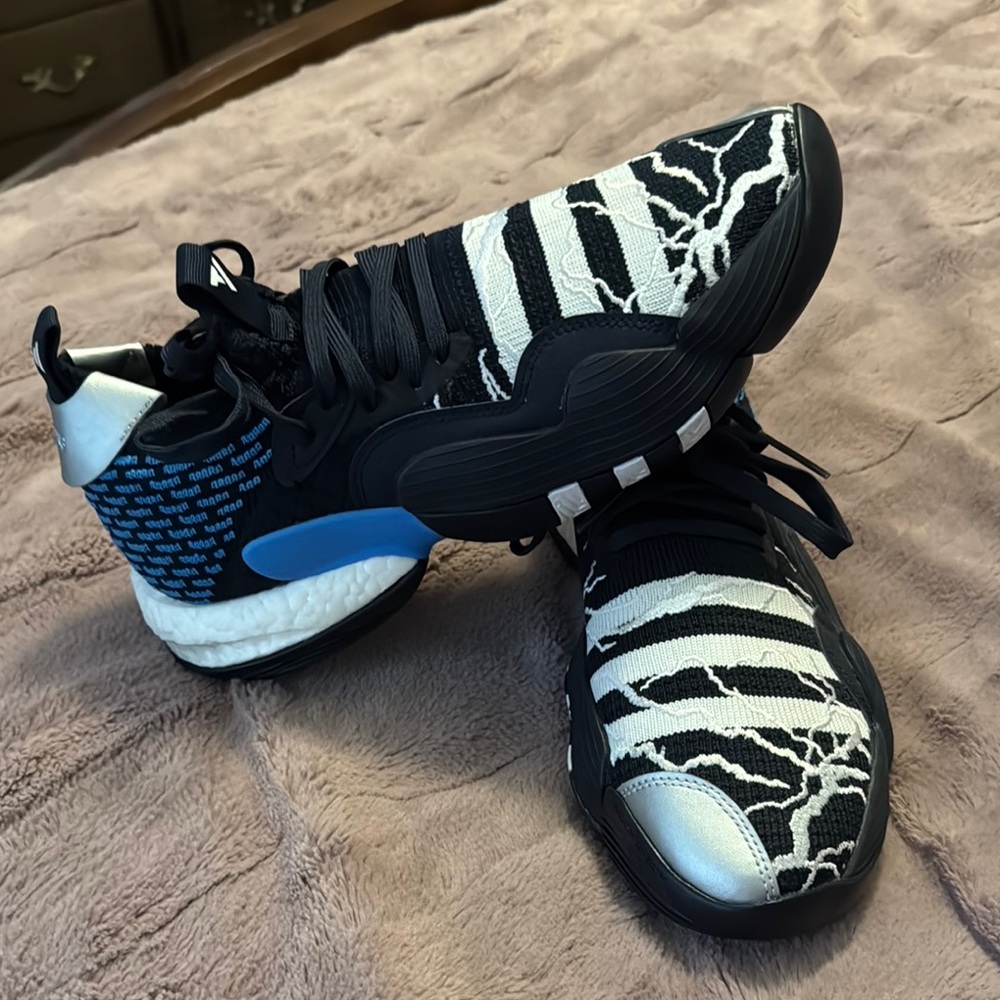 adidas Originals Black and White Athletic Shoes with Zebra Pattern